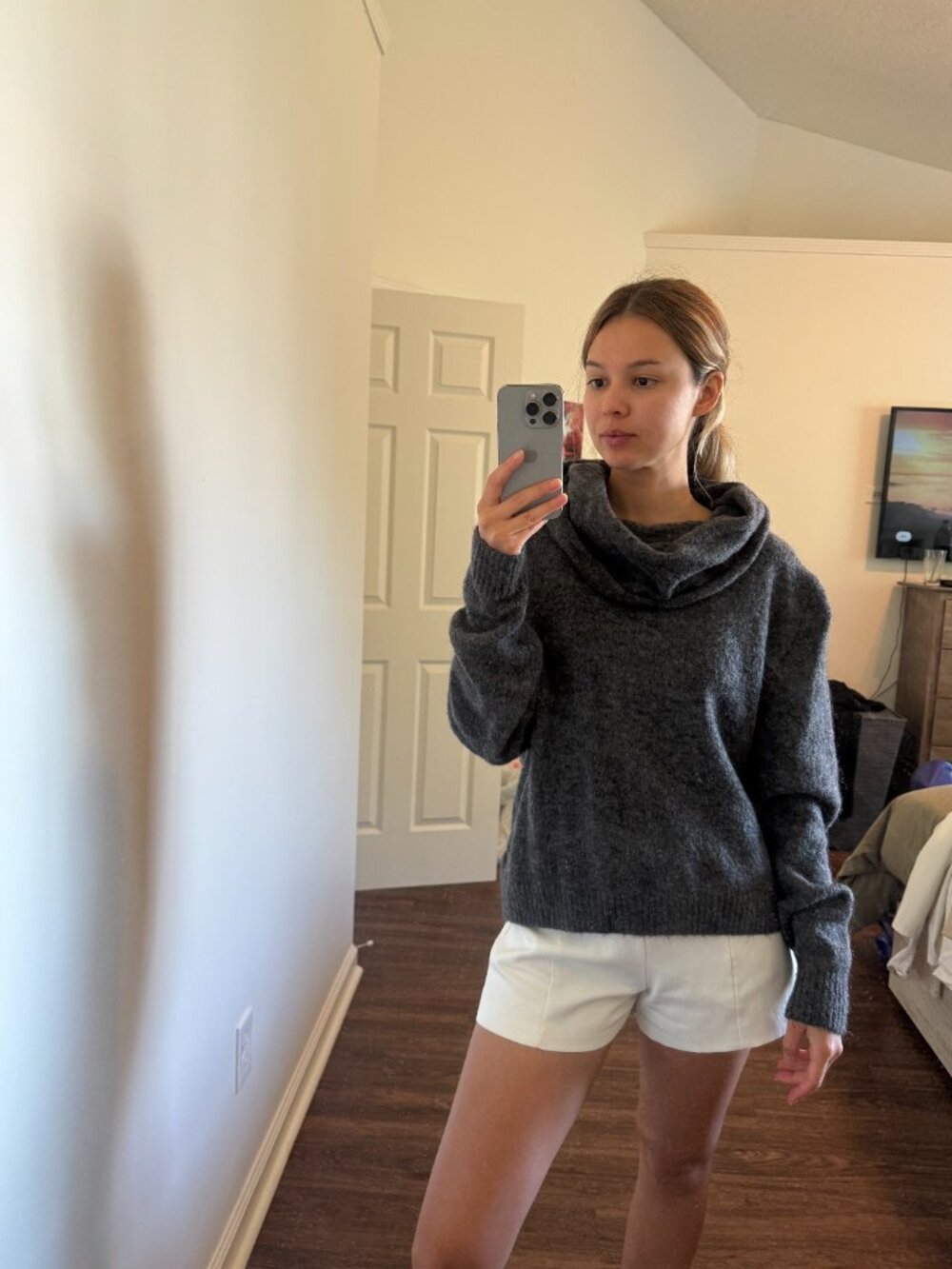 Turtleneck Grey Sweater (Size: Small)